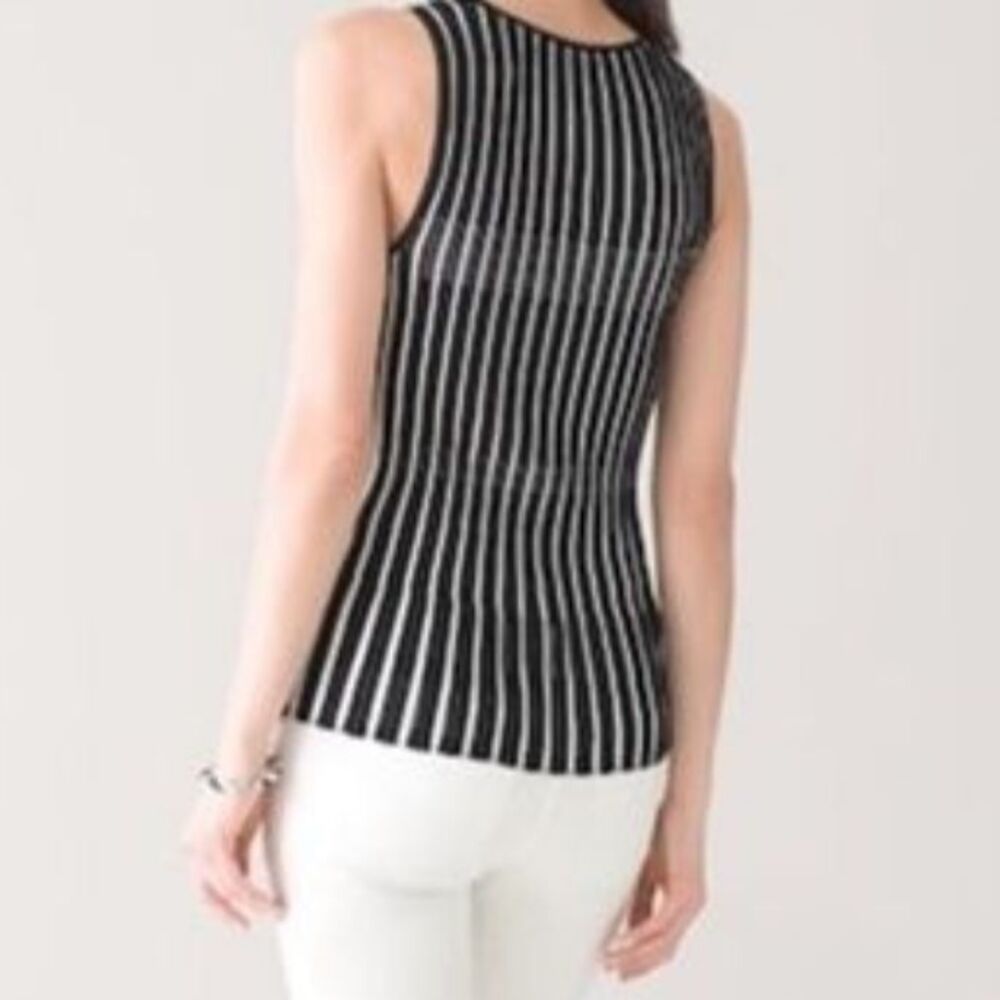 White House Black Market Striped Peplum Sweater Tank Sleeveless Rib Knit Top  S - Picture 2 of 11